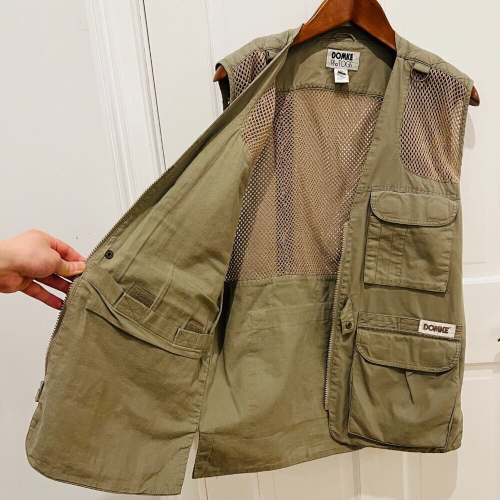 Domke PhoTOGS Utility Photo Vest Medium Khaki Mesh 13 Pockets Professional Zip - Picture 7 of 16